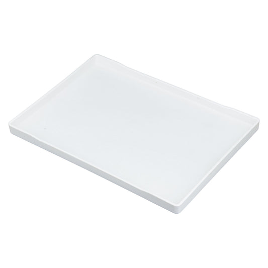 13 1/4" x 9 1/4" Woodgrain Texture White Plastic Serving Tray