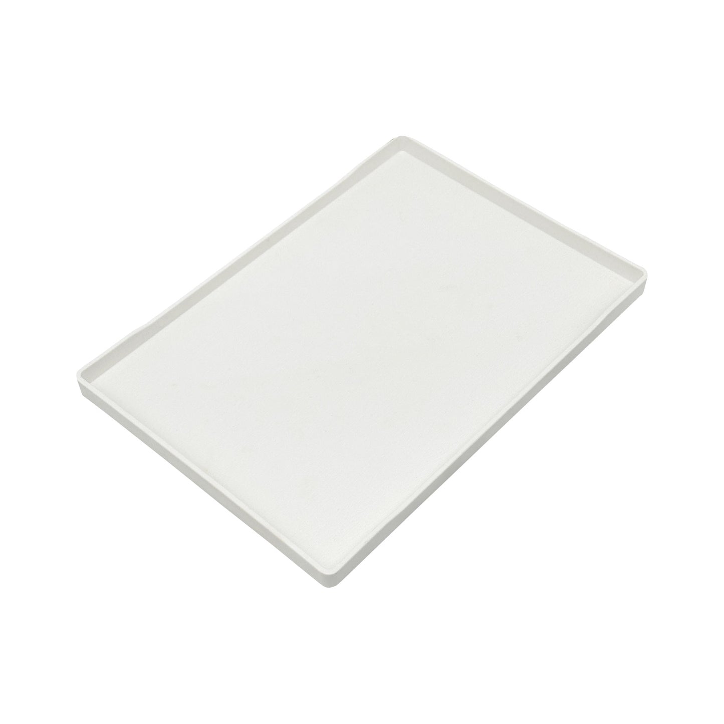 13 1/4" x 9 1/4" Woodgrain Texture White Plastic Serving Tray