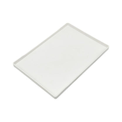 13 1/4" x 9 1/4" Woodgrain Texture White Plastic Serving Tray