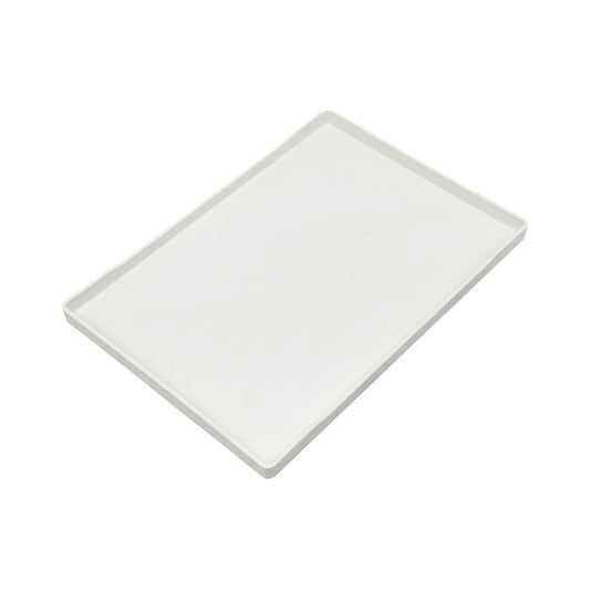 13 1/4" x 9 1/4" Woodgrain Texture White Plastic Serving Tray