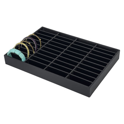 13 3/4" x 9 1/2" Black Leatherette 40-Slot Bangle Display Tray