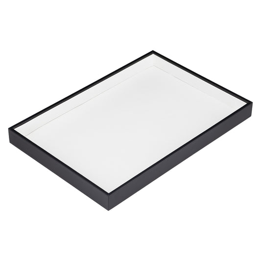 13 3/4" x 9 1/2" Black & White Leatherette Jewelry Display Tray