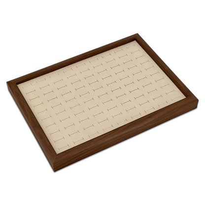 13" x 9 1/2" Dark Oak Wood Veneer 90 Ring Display Tray