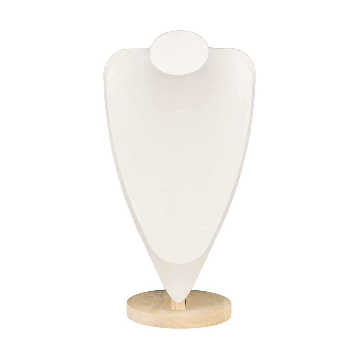 14 1/2" Beige Velvet Wood Base Necklace Bust Display