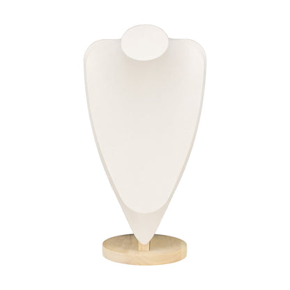 14 1/2" Beige Velvet Wood Base Necklace Bust Display
