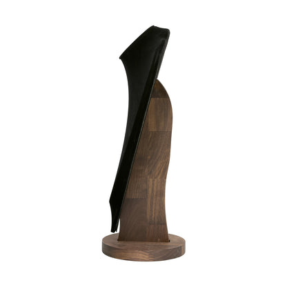 14 1/2" Black Velvet Walnut Base Necklace Bust Display