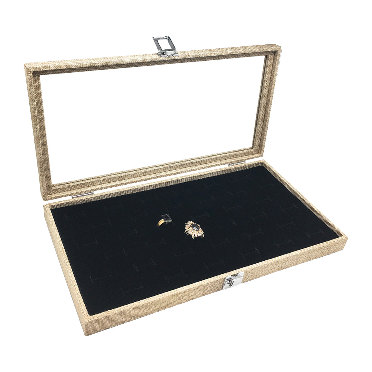 14 3/4" x 8 1/4" Linen Display Case w/ Glass Top