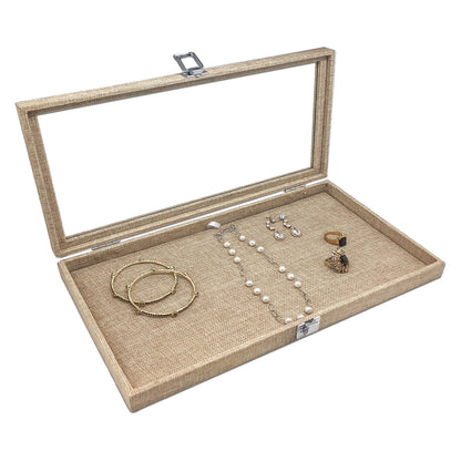 14 3/4" x 8 1/4" Linen Display Case w/ Glass Top