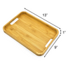 14" x 10" Bam & Boo Natural Bamboo Modern Serving Tray with Handles