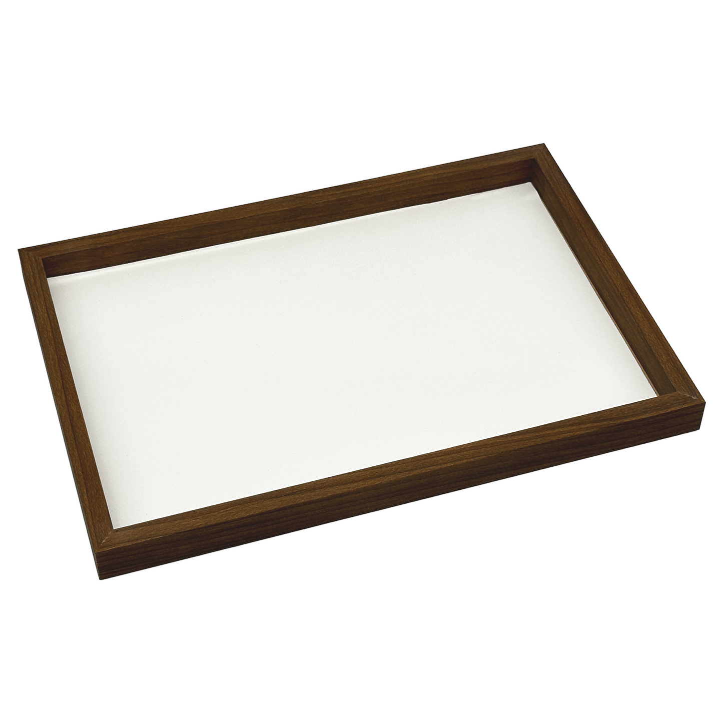 14" x 9 5/8" Dark Oak and Leatherette Jewelry Utility Tray