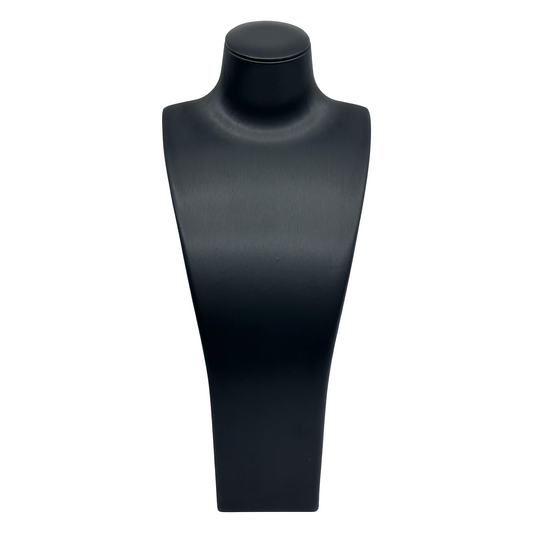 15 1/2" Black PU Linen Texture Necklace Bust Display