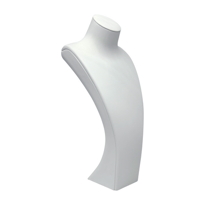 15 1/2" White PU Linen Texture Necklace Bust Display