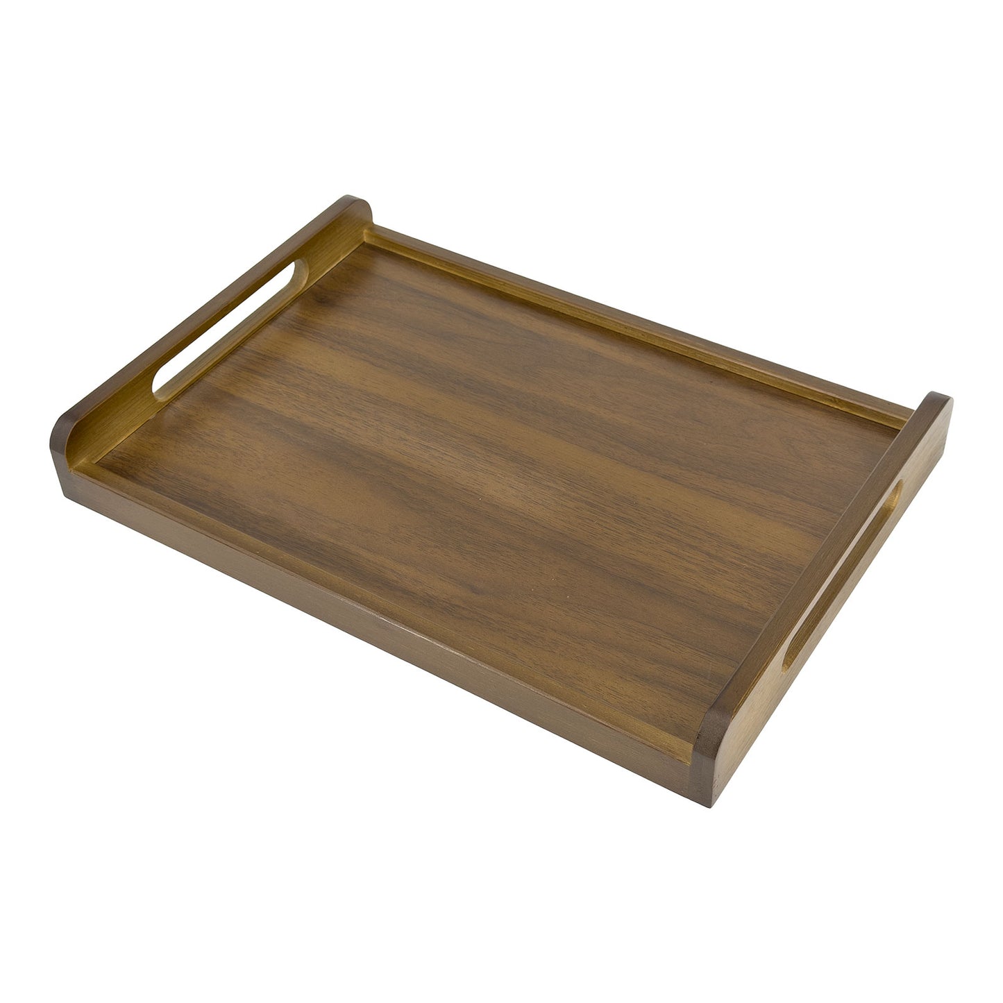 15 3/4" x 11" Dark Wood Serving Tray with Handles