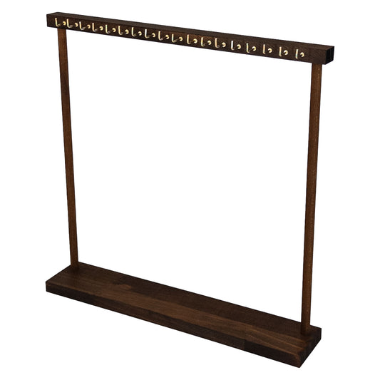 15 3/4" x 15 3/4" Dark Wood Jewelry Display Stand with 18 Hooks