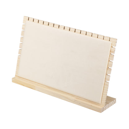 15 3/4" x 9" Beige Microfiber Natural Wood Necklace Easel Display