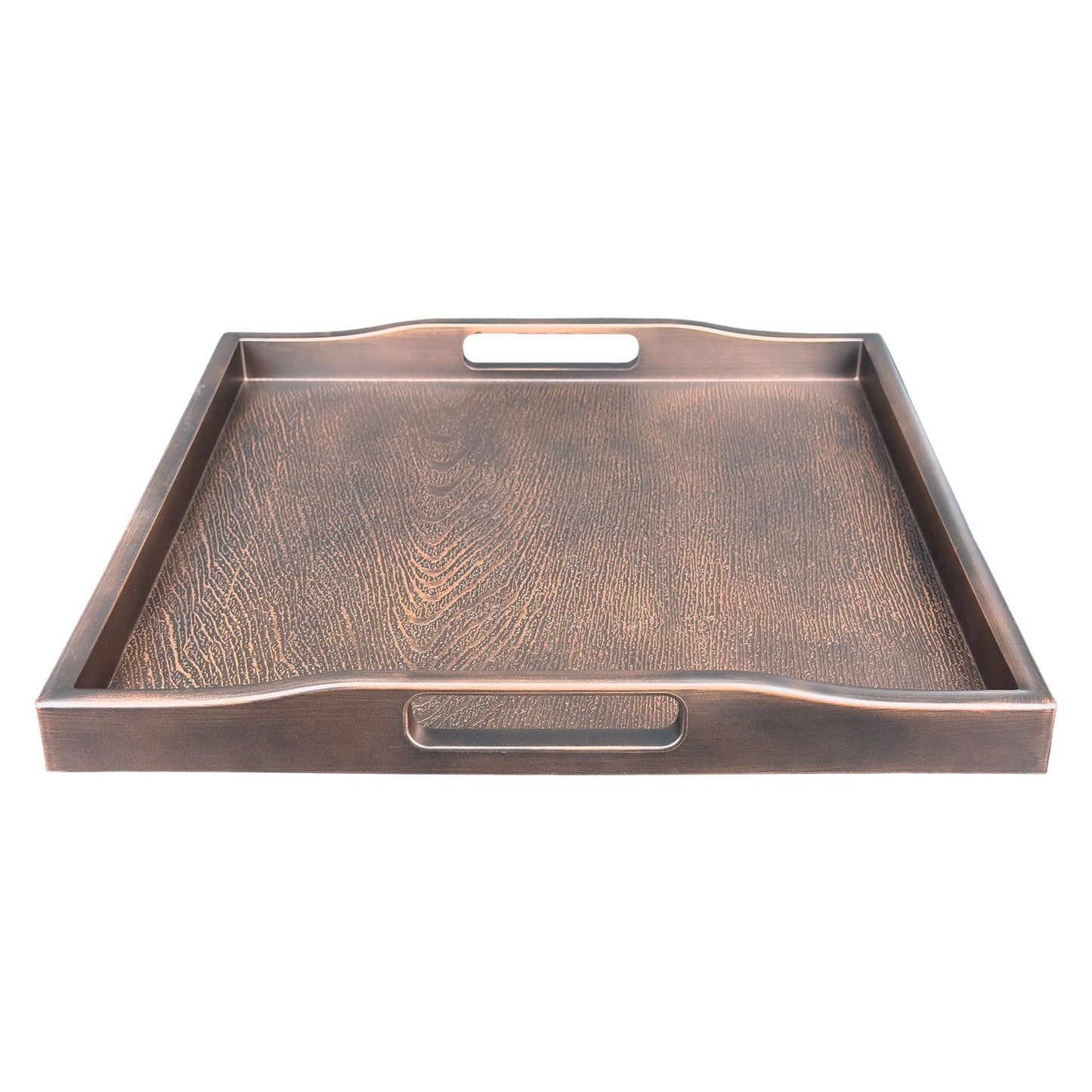 15 5/8" x 15 5/8" Wood Grain Texture Plastic Tray with Handles