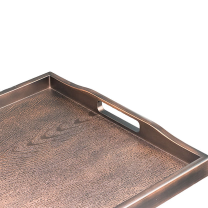 15 5/8" x 15 5/8" Wood Grain Texture Plastic Tray with Handles