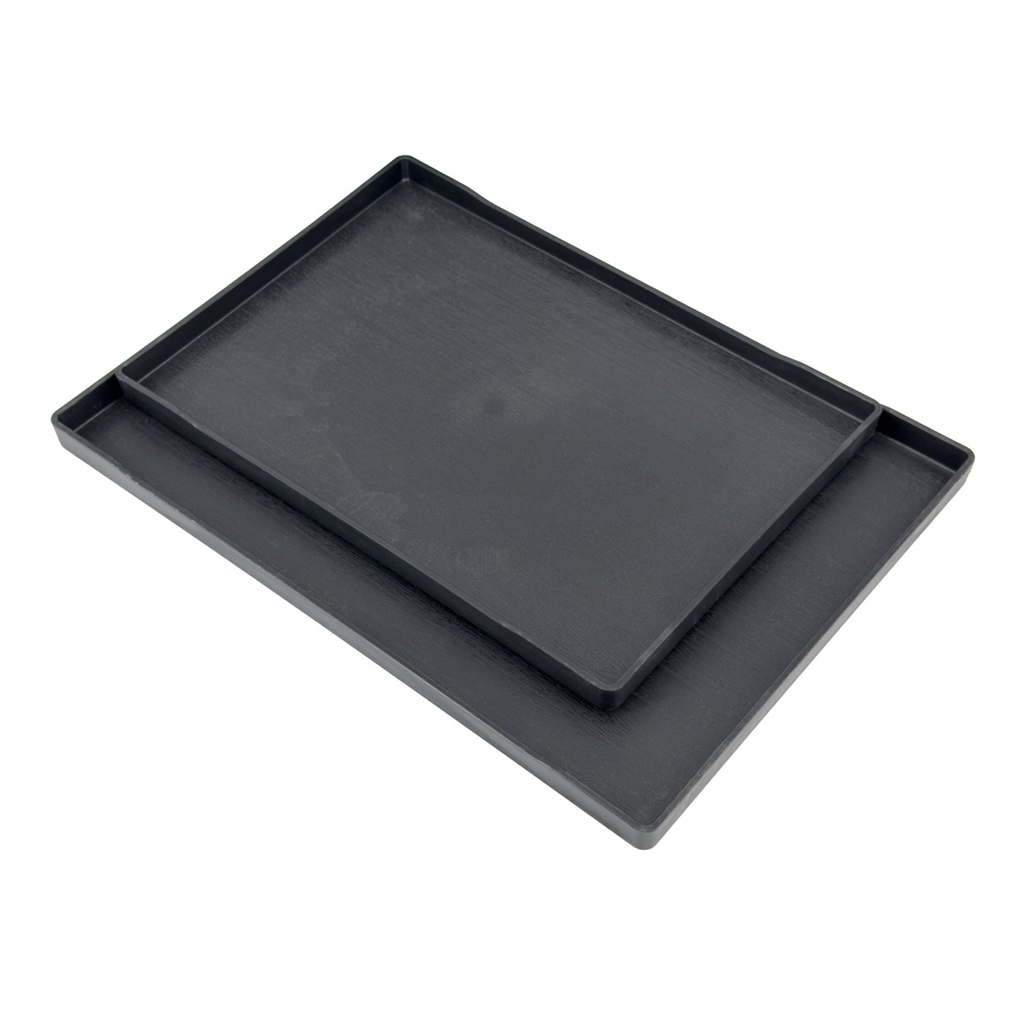 15" x 10 1/2" Woodgrain Texture Black Plastic Serving Tray