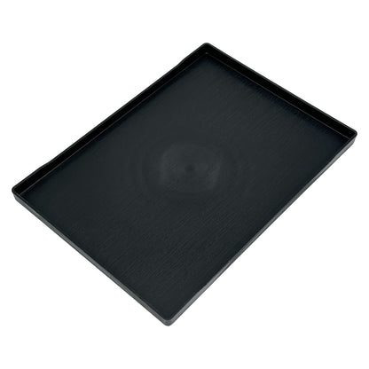 15" x 10 1/2" Woodgrain Texture Black Plastic Serving Tray