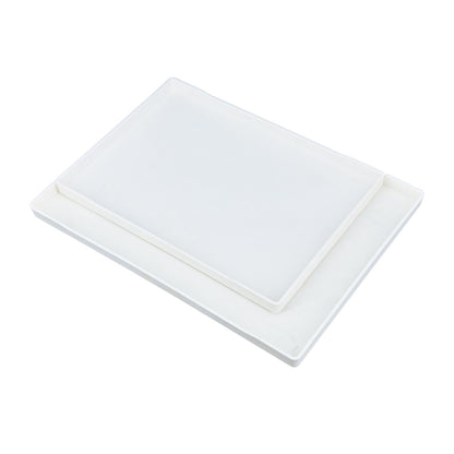 15" x 10 1/2" Woodgrain Texture White Plastic Serving Tray
