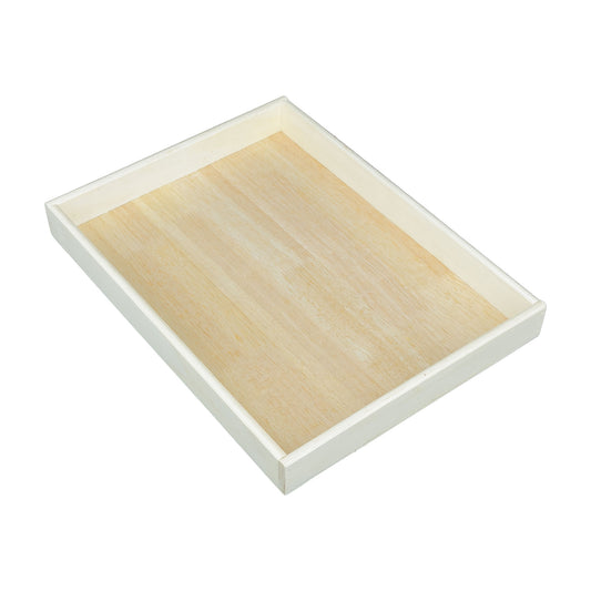 15" x 11" Pine Wood Display Tray with White Border