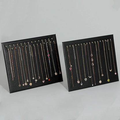15" x 12" Black Leatherette Cardboard Necklace Display with 28 Hooks