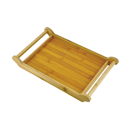 15" x 9" Natural Bamboo Serving Tray with Handles