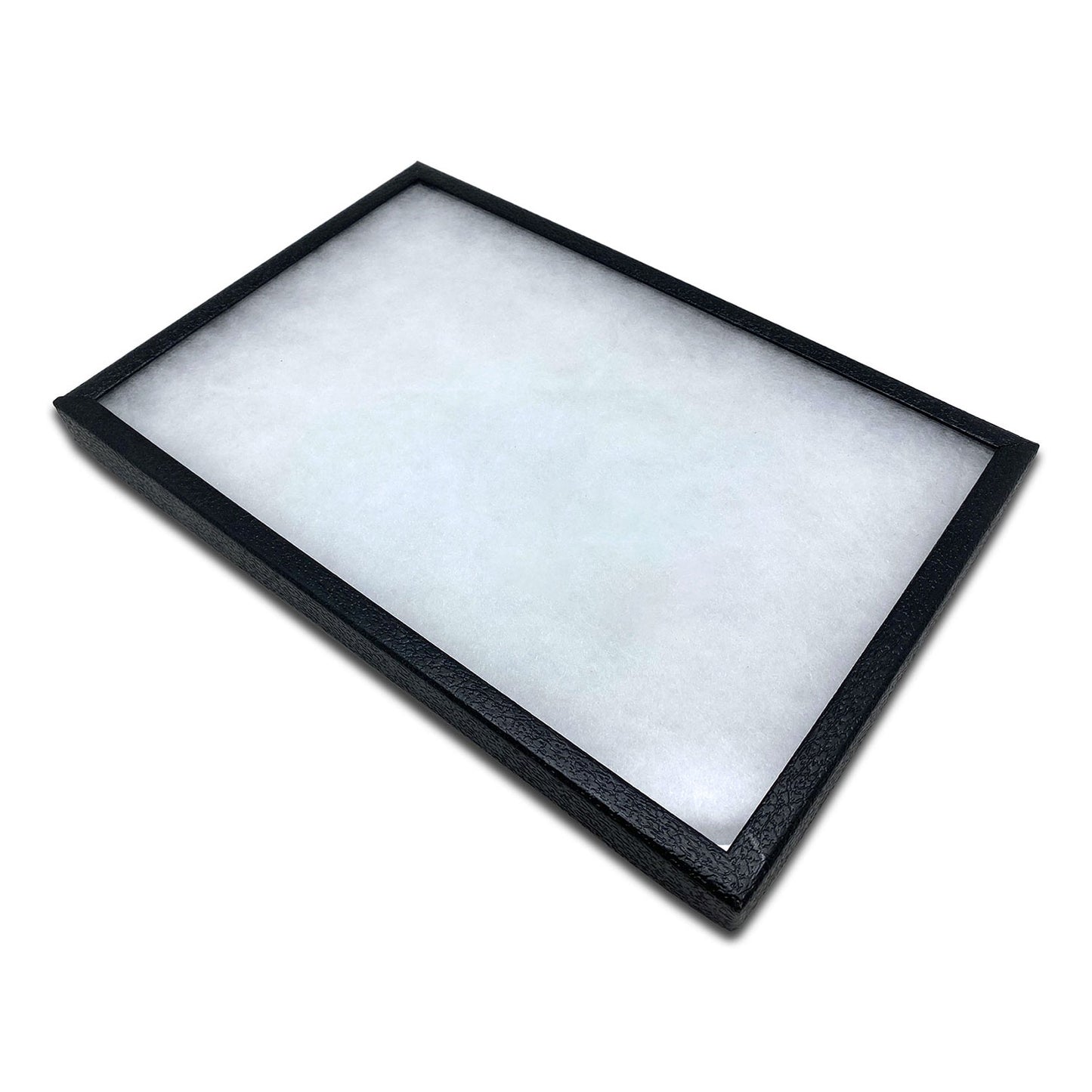 16" x 12" x 1" Black Glass Top Gem Tray with Poly-Fill Wadding
