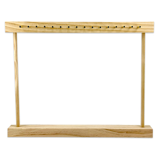 16" x 13" Two-Sided Pine Wood Necklace Display Stand with 32 Pegs