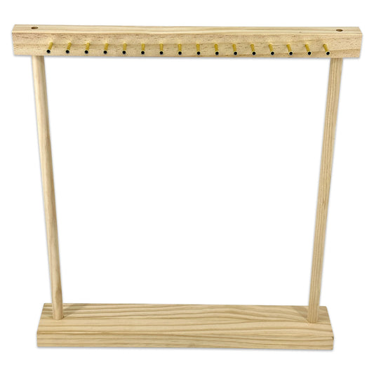 16" x 18" Two-Sided Pine Wood Necklace Display Stand with 32 Pegs