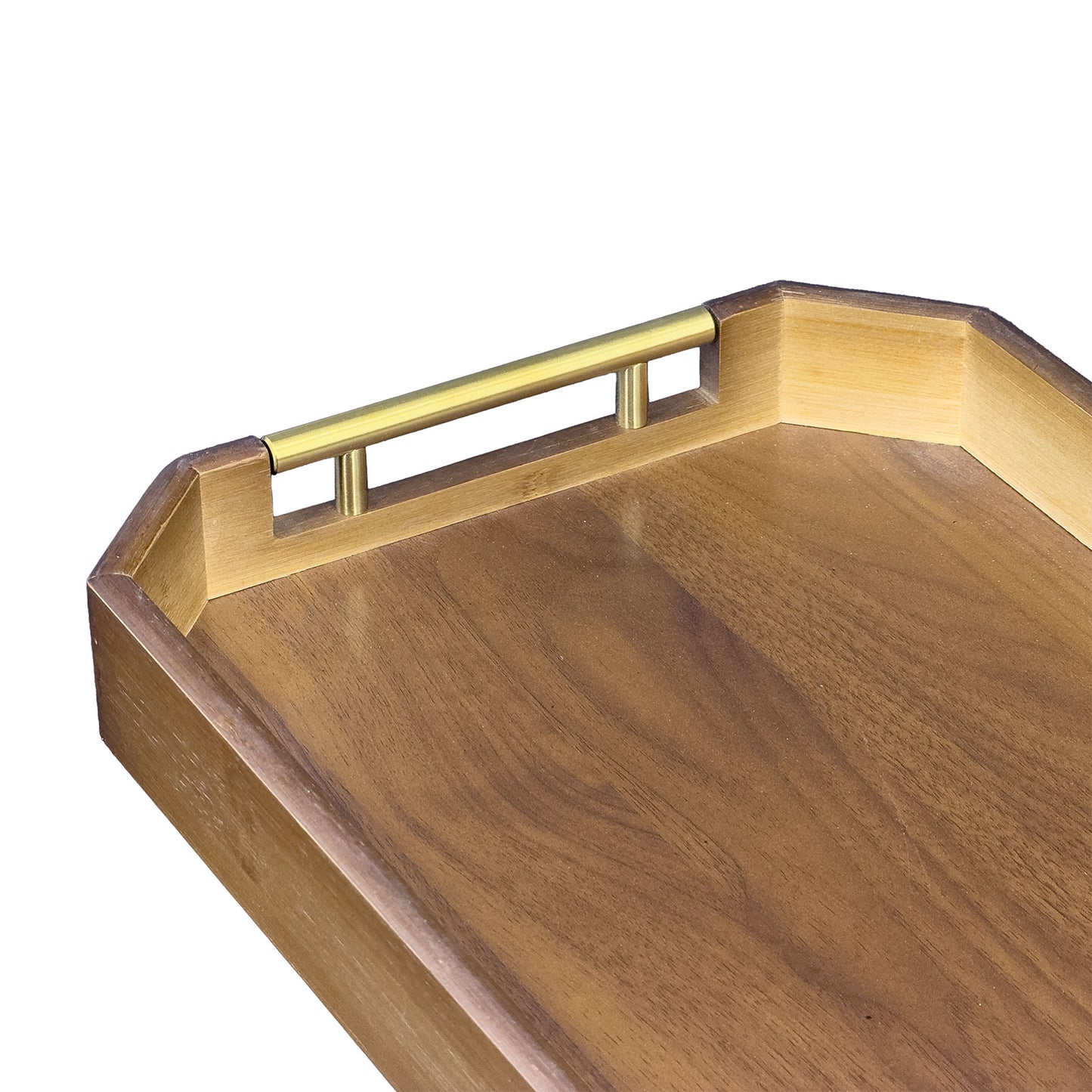 17 3/4" x 11 3/4" Modern MDF Wood Serving Tray with Brass Handles