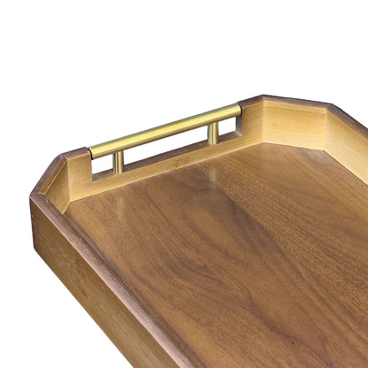 17 3/4" x 11 3/4" Modern MDF Wood Serving Tray with Brass Handles
