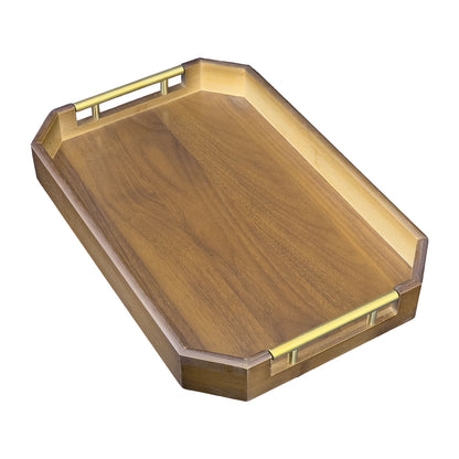 17 3/4" x 11 3/4" Modern MDF Wood Serving Tray with Brass Handles