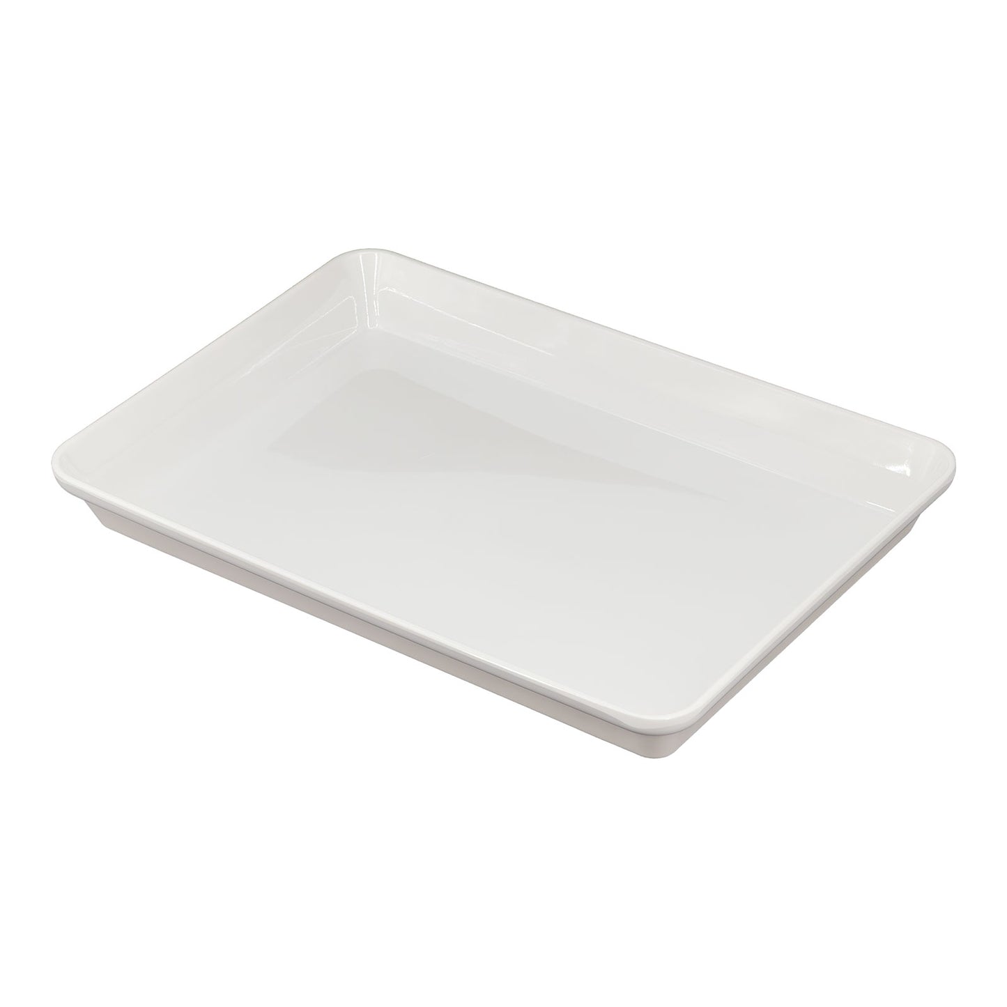 17 3/4" x 12 1/2" White Plastic Serving Tray