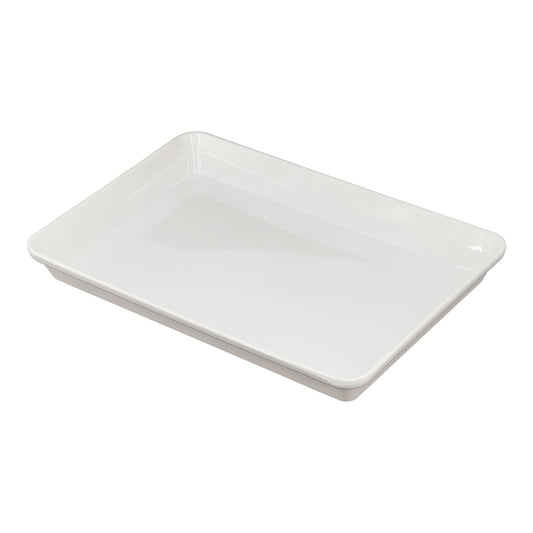 17 3/4" x 12 1/2" White Plastic Serving Tray