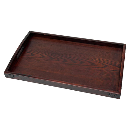 18 1/2" x 10 3/4" Mahogany-Stained Oak Serving Tray with Reinforced Corners