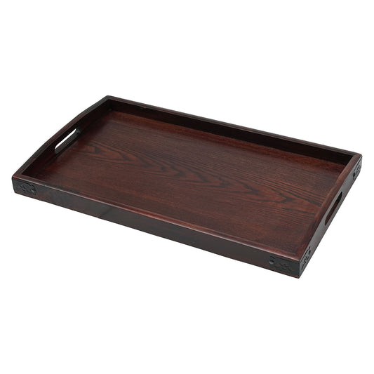 18 1/2" x 10 3/4" Mahogany-Stained Oak Serving Tray with Reinforced Corners