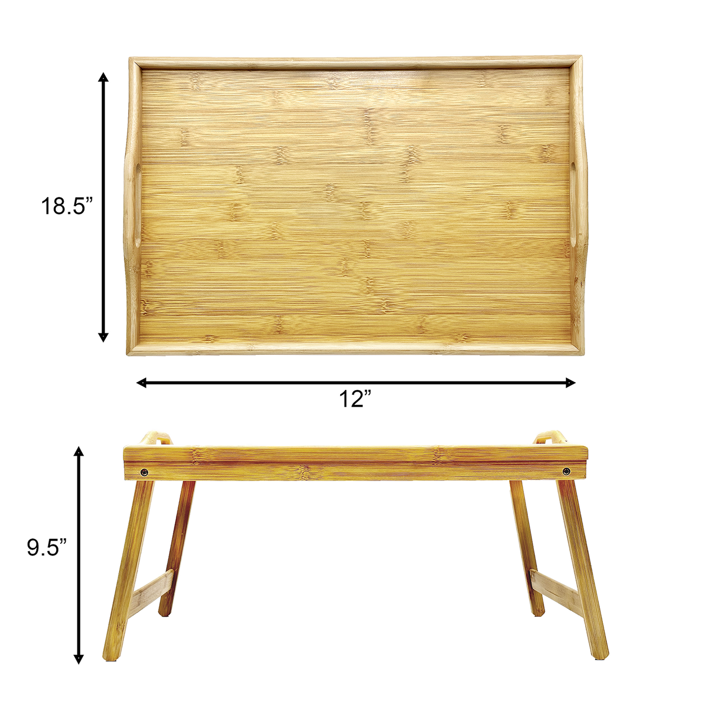 18.5" x 12" Bam & Boo Natural Bamboo Folding Tray Table