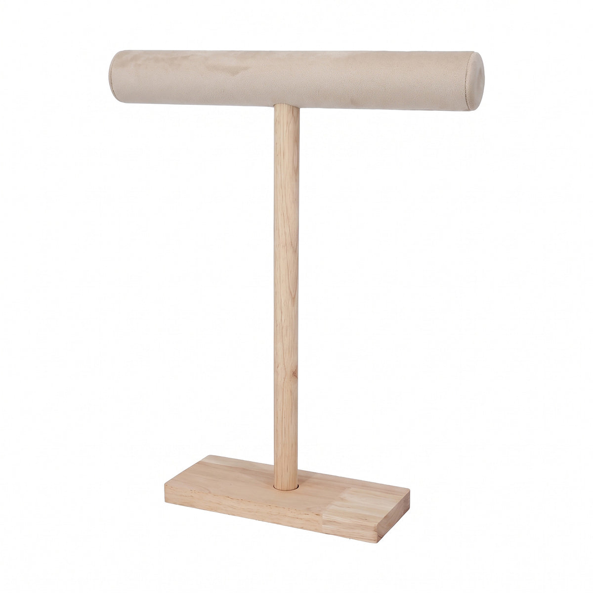 18" Beige Velvet Wood T-Bar Jewelry Display