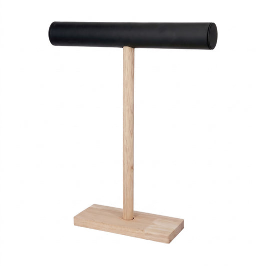 18" Black Leatherette Wood T-Bar Jewelry Display