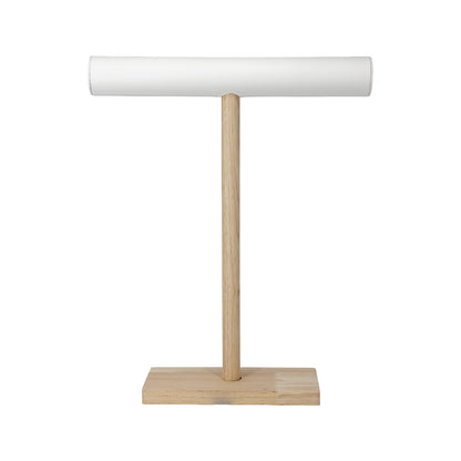 18" White Leatherette Wood T-Bar Jewelry Display