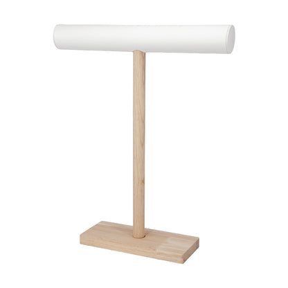 18" White Leatherette Wood T-Bar Jewelry Display