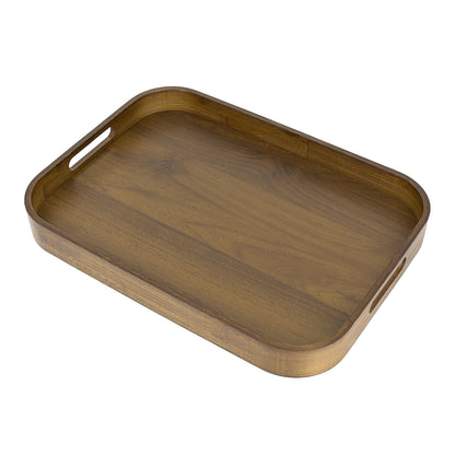 18" x 13" Dark Wood Serving Tray with Handles