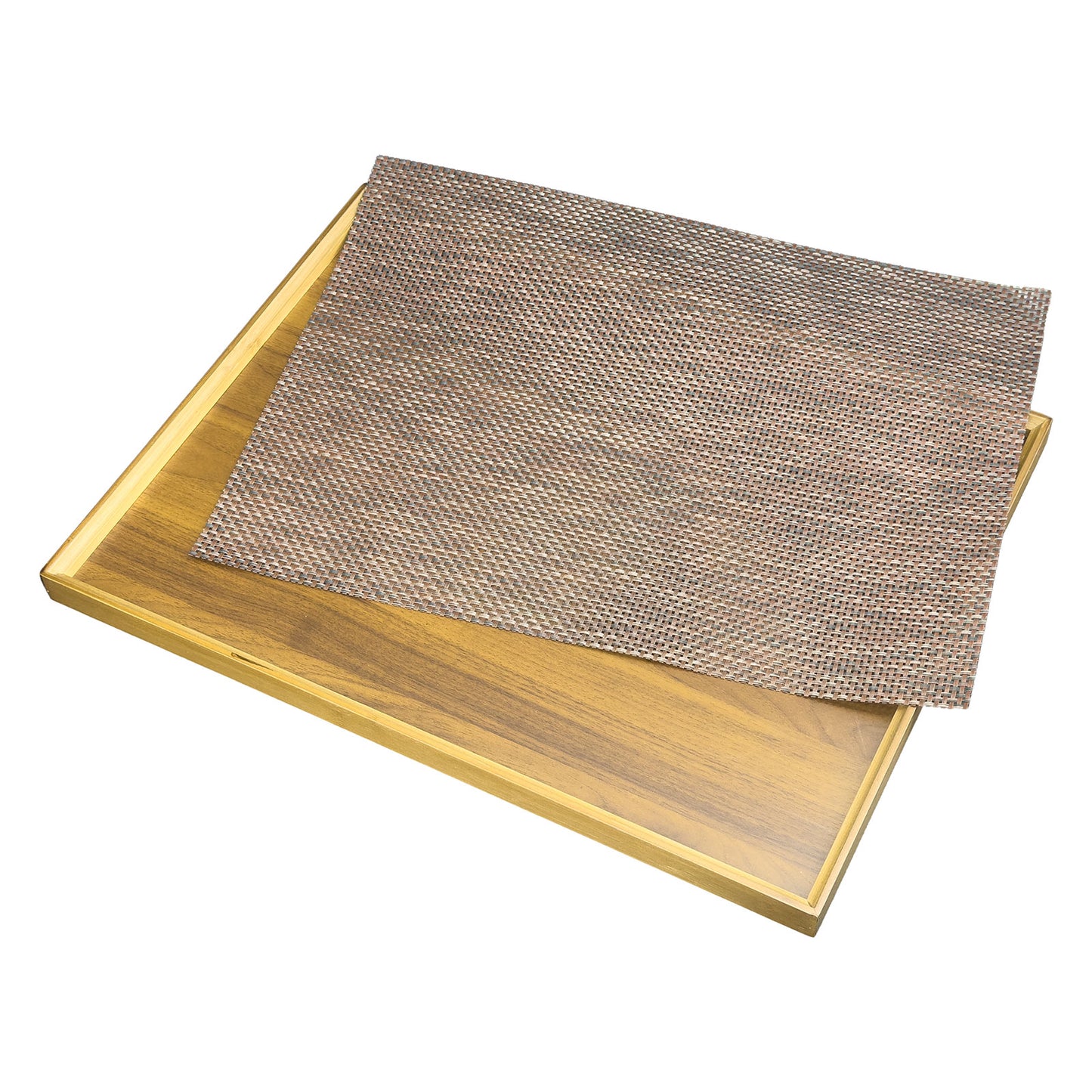 19 3/4" x 15" MDF Wood Display Tray with Plastic Mat