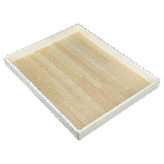 19" x 15" Pine Wood Display Tray with White Border