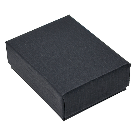 2 1/8" x 1 5/8" x 3/4" Black Linen Pattern Cotton Filled Paper Box