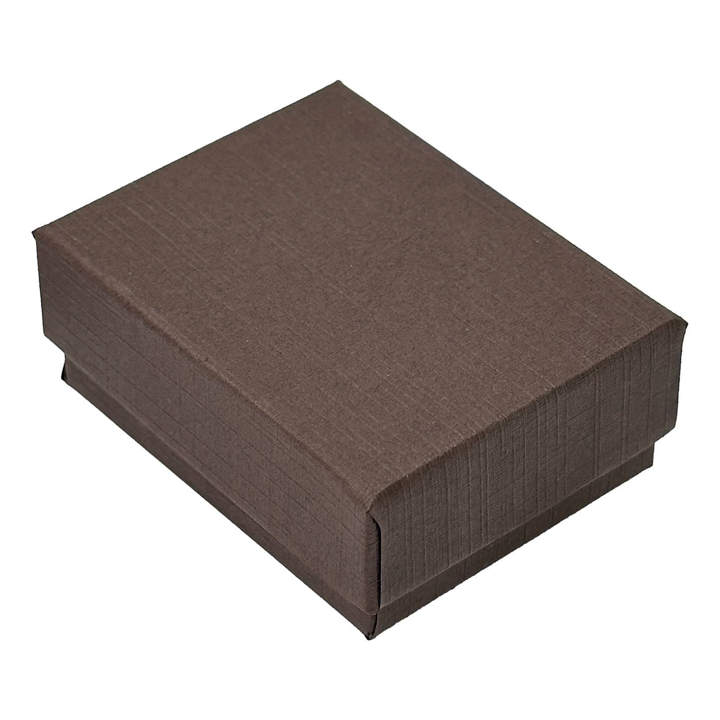 2 1/8" x 1 5/8" x 3/4" Brown Linen Pattern Cotton Filled Paper Box