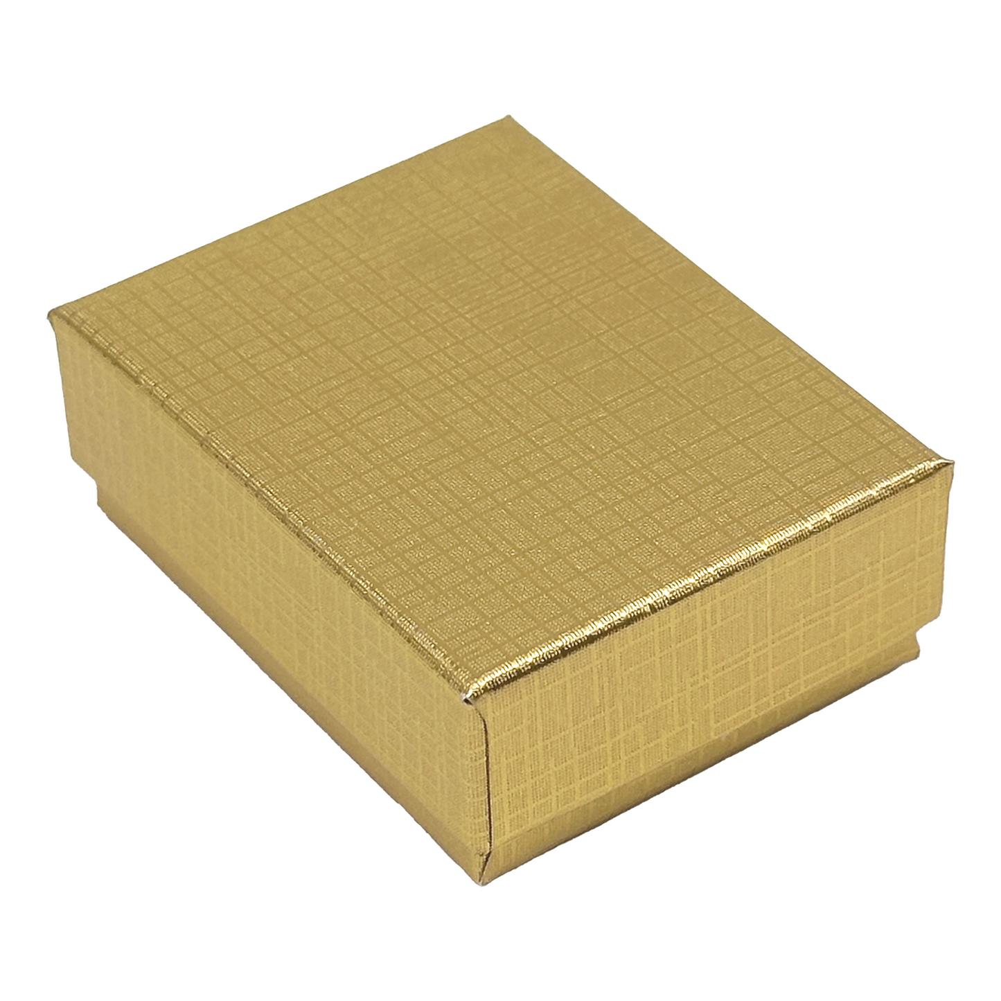 2 1/8" x 1 5/8" x 3/4" Gold Linen Pattern Cotton Filled Paper Box