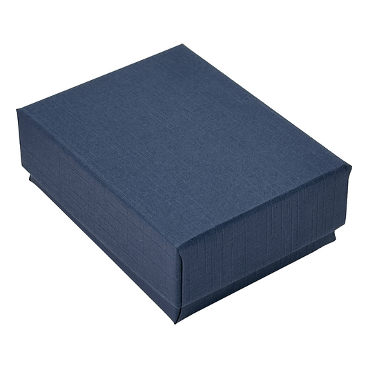 2 1/8" x 1 5/8" x 3/4" Navy Linen Pattern Cotton Filled Paper Box