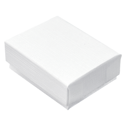 2 1/8" x 1 5/8" x 3/4" White Linen Pattern Cotton Filled Paper Box